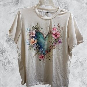 Floral Heart Graphic T-Shirt